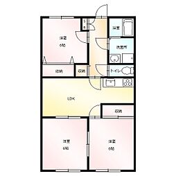パレスリッチヒル 1階3LDKの間取り