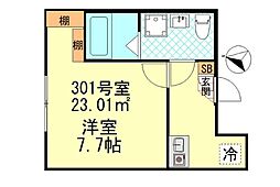 CK四ツ木 3階1Kの間取り