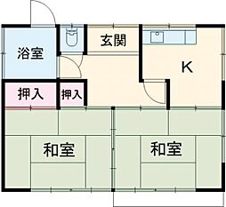 大貫住宅　3号棟 1階2Kの間取り