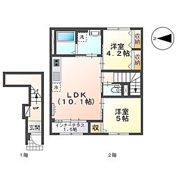 レポネリオ 2階2LDKの間取り