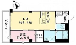 seastar北町 3階1LDKの間取り