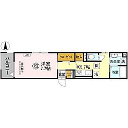 La Maison 表町 1階1Kの間取り