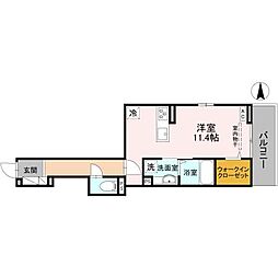 La Maison 表町 3階ワンルームの間取り