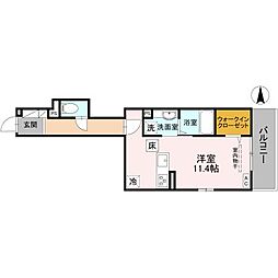 La Maison 表町 3階ワンルームの間取り