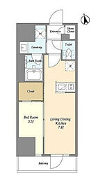 グランカーサ船堀I 12階1DKの間取り