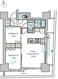 Brillia ist 町屋 11階2LDKの間取り