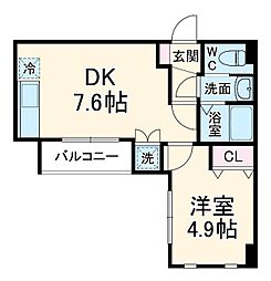 ステイビルII 8階1DKの間取り