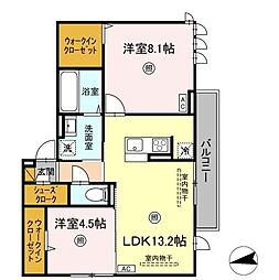 ロンターノ 2階2LDKの間取り
