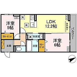 E’clat(エクラ) 1階2LDKの間取り