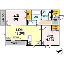 E’clat(エクラ) 3階2LDKの間取り