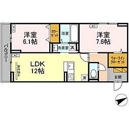 E’clat(エクラ) 3階2LDKの間取り