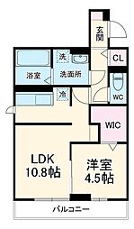 アベニール 2階1LDKの間取り