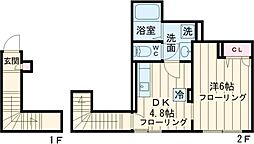 Kステージ 2階1DKの間取り