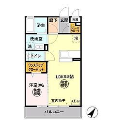 パークドプランタン　A 3階1LDKの間取り