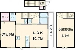JR横浜線 町田駅 徒歩23分の賃貸アパート 2階1LDKの間取り