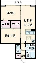 セレスティア東葛西IV 202 2階2LDKの間取り