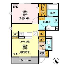 メゾングレース　Ｌ 1階1LDKの間取り