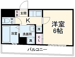 JR総武線 津田沼駅 徒歩18分の賃貸マンション 5階1Kの間取り
