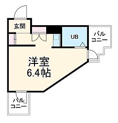 朝日プラザ梅田北デラ・リブジェ ワンルームの間取図画像