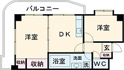 メゾン橘 3階2DKの間取り
