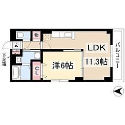 近鉄名古屋線 伏屋駅 バス10分 大当郎橋下車 徒歩16分の賃貸マンション 2階1LDKの間取り