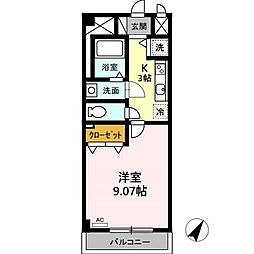 プレストンズ新栄 7階1Kの間取り