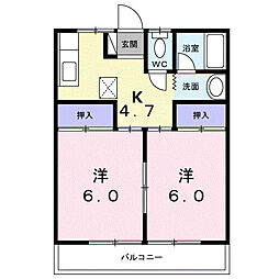 アネックスI 2階2Kの間取り