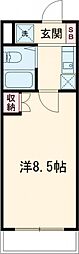 サニーフラット上水 2階1Kの間取り