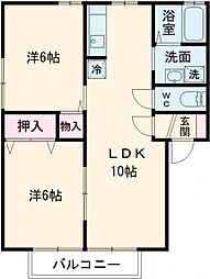 コーポＳ.Ｙ. 1階2LDKの間取り