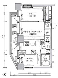 ティモーネグランデ田端ノルド 10階2LDKの間取り