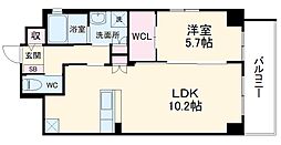 コートアクシスｙｏｉｎｎ 5階1LDKの間取り