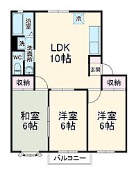 ケーエムハイツ 1階3DKの間取り