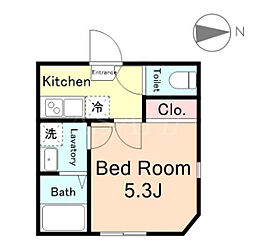 Chum Aoto 3階1Kの間取り