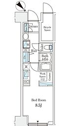 リテラス西日暮里 12階ワンルームの間取り