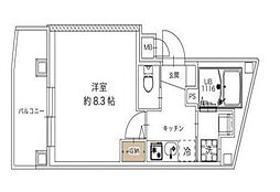レピュア西尾久レジデンス 1階ワンルームの間取り