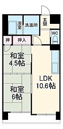 アーバンライフ7ＴＨ 5階2LDKの間取り