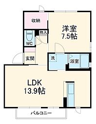 ファミリエ　Ａ 1階1LDKの間取り