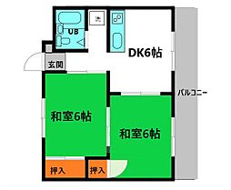 グリーンコーポラス 2DKの間取図画像