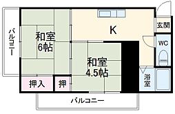 蔵王コーポ 3階2Kの間取り
