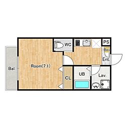 ジーメゾン所沢市下安松ネスト 1階1Kの間取り