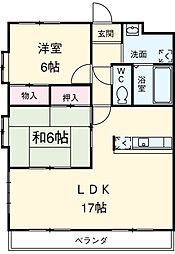 サンパティーク 2階2LDKの間取り