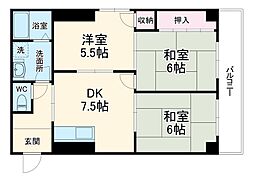 メゾン・イイダ 3階3DKの間取り