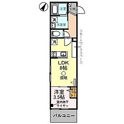グレイスグリーンヒルズ 1階1LDKの間取り