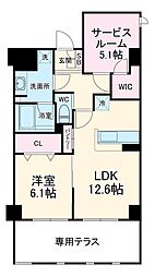 フィルージュ浦和常盤 1階1SLDKの間取り