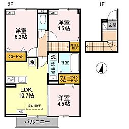ブレイブコート 2階3LDKの間取り