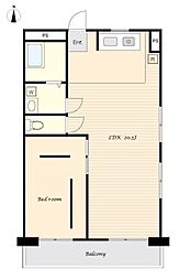 シャトードラペ 9階1LDKの間取り