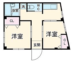三枝ビル 1階2Kの間取り