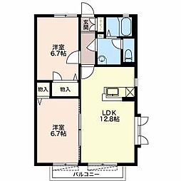 JR東海道本線 西岐阜駅 徒歩18分の賃貸アパート 2階2LDKの間取り
