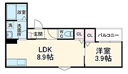ＬＥＣＯＣＯＮ半田V 1階1LDKの間取り