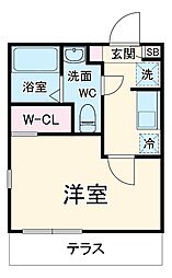 ラフィーナー松戸 1階1Kの間取り